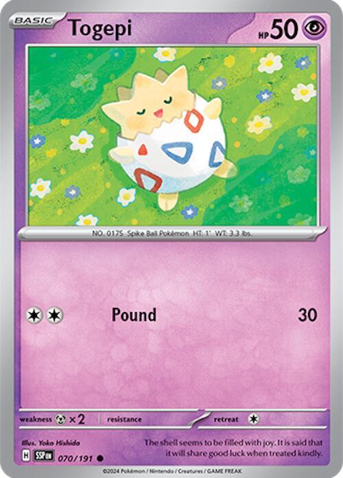 Togepi Pokemon card from SV08: Surging Sparks