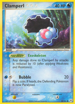Clamperl Pokemon card from EX Hidden Legends