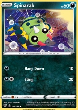 Spinarak Pokemon card from Darkness Ablaze