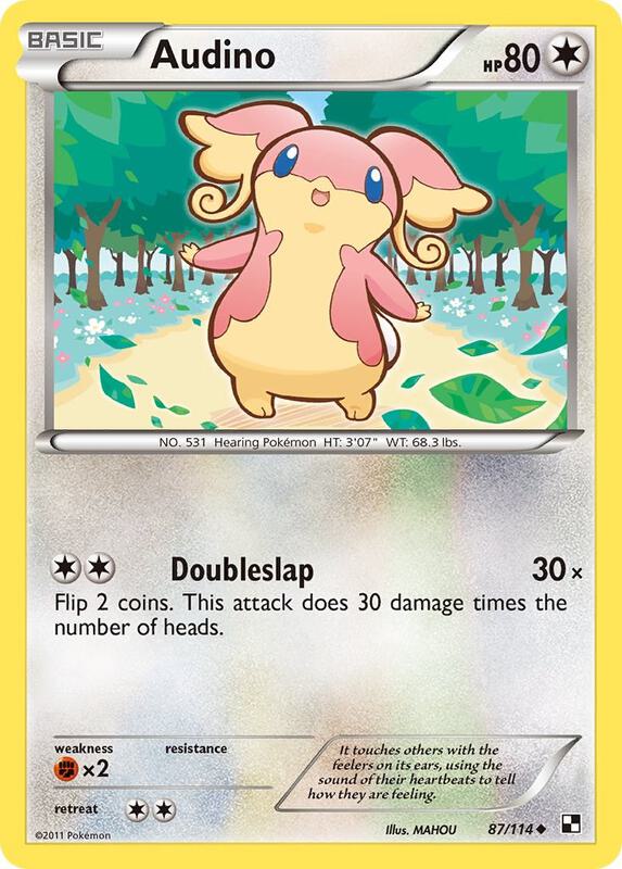 Audino Pokemon card from Black and White