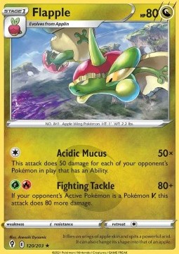 Flapple Pokemon card from Evolving Skies