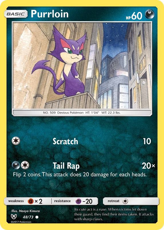 Purrloin Pokemon card from Shining Legends
