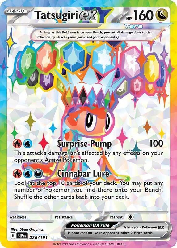 Tatsugiri ex Pokemon card from SV08: Surging Sparks