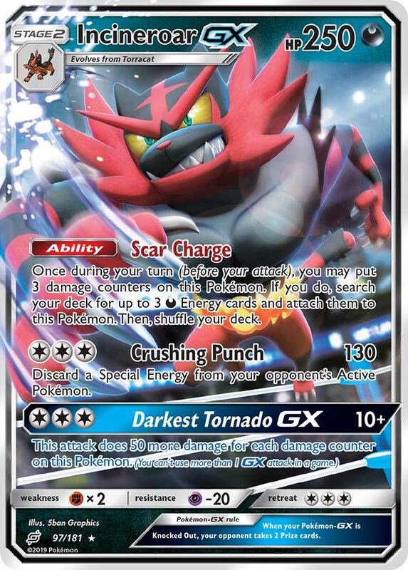 Incineroar GX Pokemon card from SM - Team Up