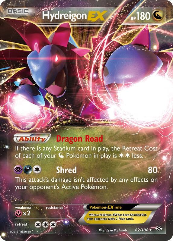Hydreigon EX Pokemon card from XY - Roaring Skies
