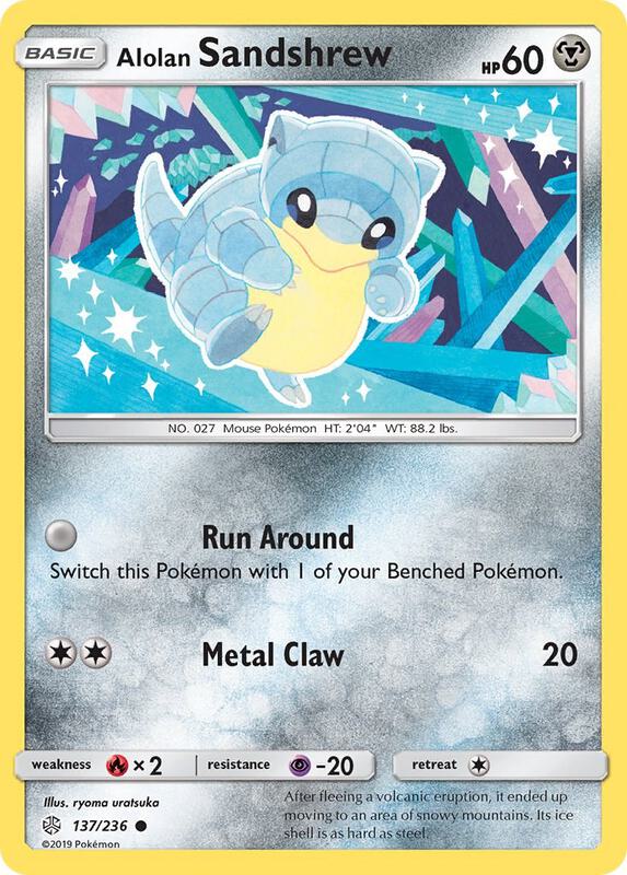 Alolan Sandshrew Pokemon card from SM - Cosmic Eclipse