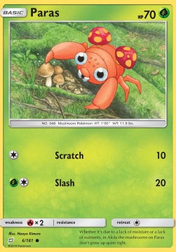 Paras Pokemon card from Team Up