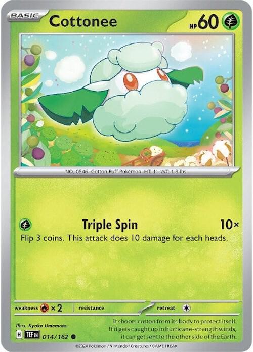 Cottonee Pokemon card from SV05: Temporal Forces