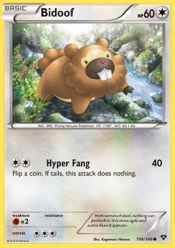 Bidoof Pokemon card from XY
