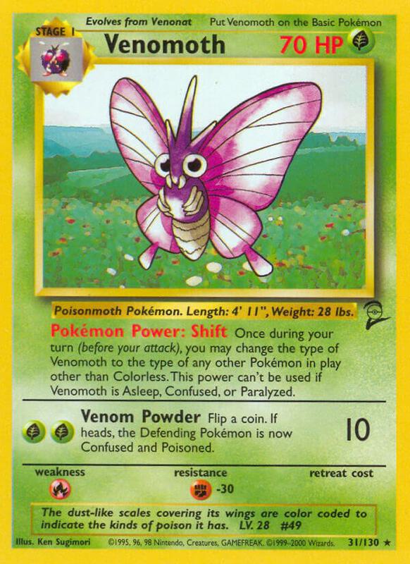 Venomoth Pokemon card from Base Set 2