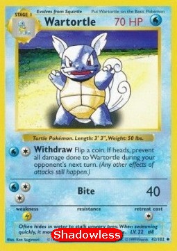 Wartortle Pokemon card from Base Set