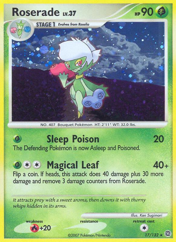 Roserade Pokemon card from Secret Wonders