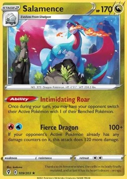 Salamence Pokemon card from Evolving Skies