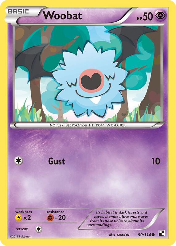 Woobat Pokemon card from Black and White
