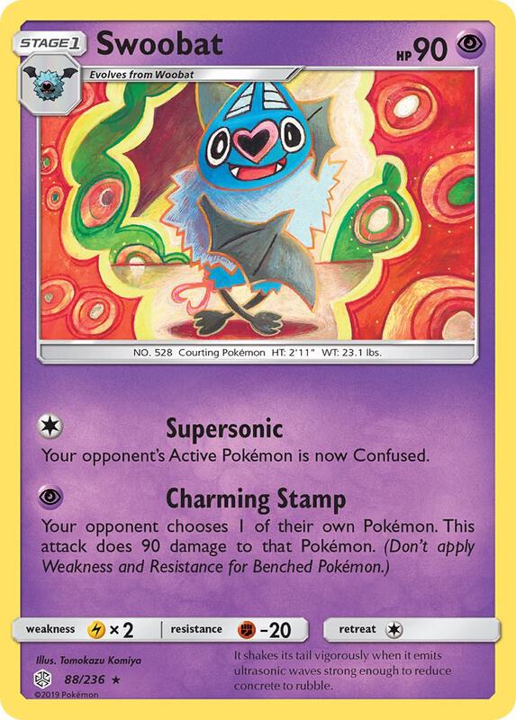 Swoobat Pokemon card from SM - Cosmic Eclipse