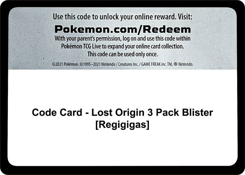 Code Card - Lost Origin 3 Pack Blister [Regigigas] Pokemon card from SWSH11: Lost