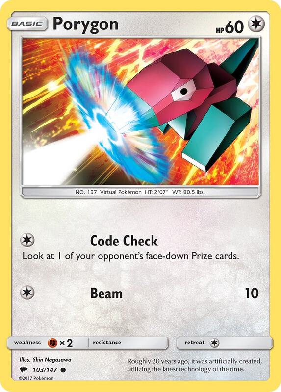 Porygon Pokemon card from SM - Burning Shadows