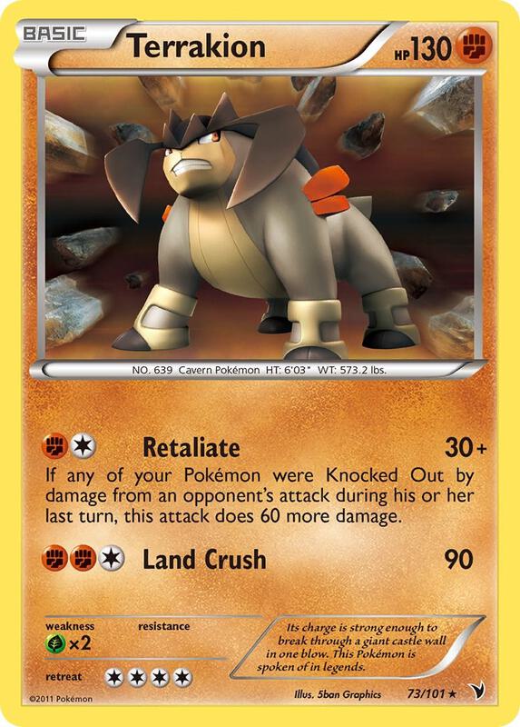 Terrakion Pokemon card from Noble Victories