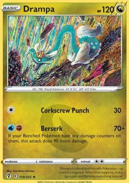 Drampa Pokemon card from Evolving Skies