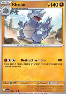 Rhydon Pokemon card from Stellar Crown