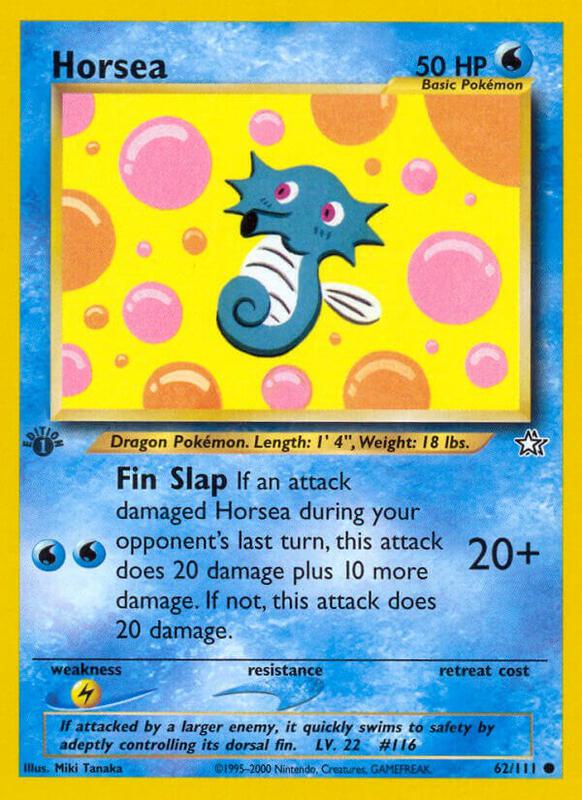 Horsea Pokemon card from Neo Genesis