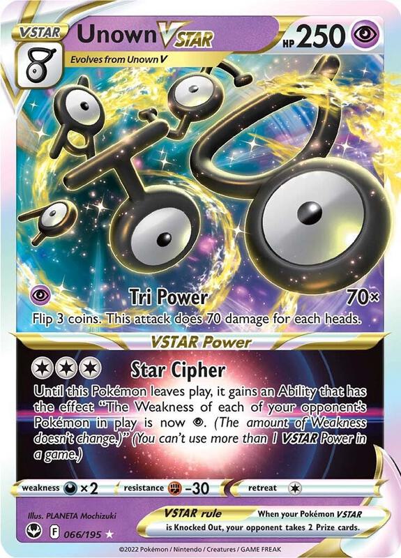 Unown VSTAR Pokemon card from SWSH12: Silver Tempest