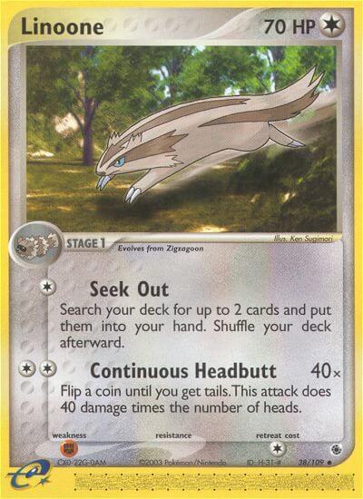 Linoone Pokemon card from Ruby and Sapphire