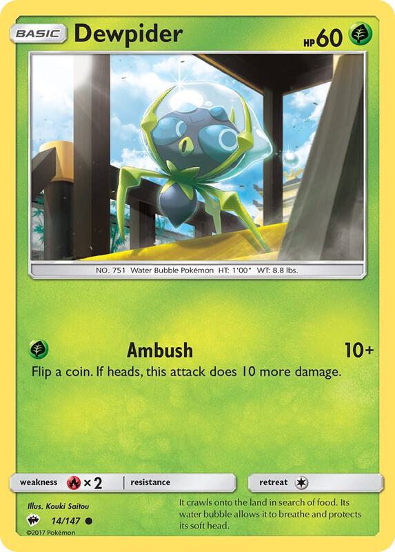 Dewpider Pokemon card from SM - Burning Shadows