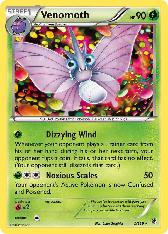 Venomoth Pokemon card from XY - Phantom Forces