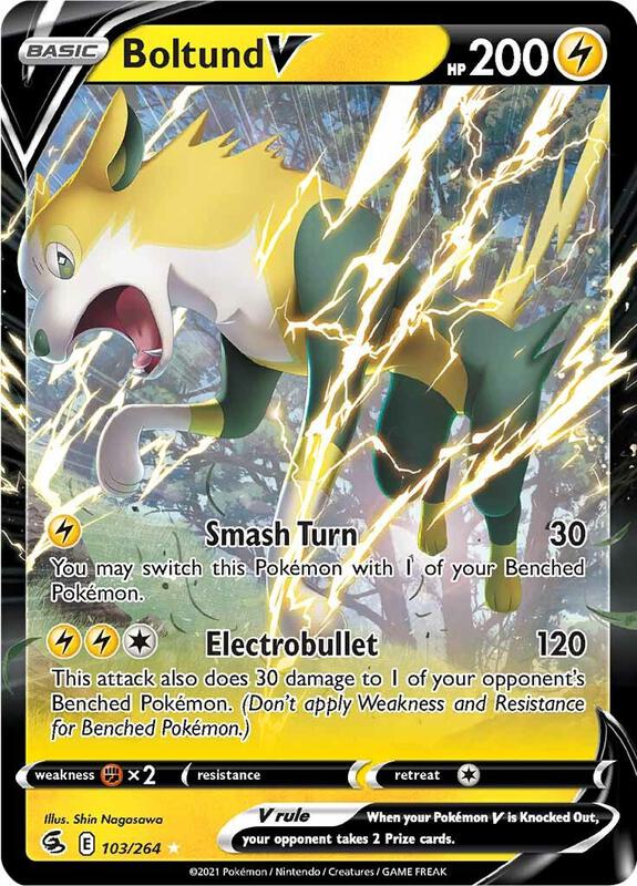Boltund V Pokemon card from SWSH08: Fusion Strike