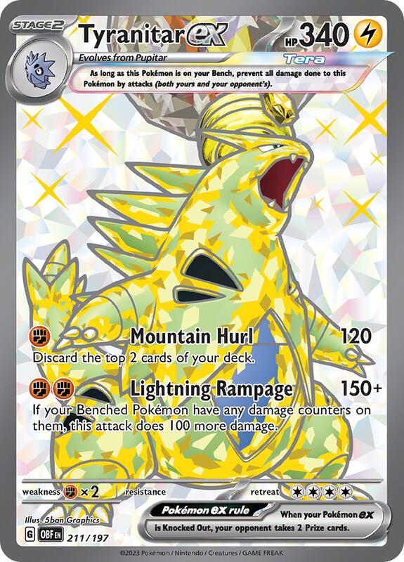 Tyranitar ex Pokemon card from SV03: Obsidian Flames
