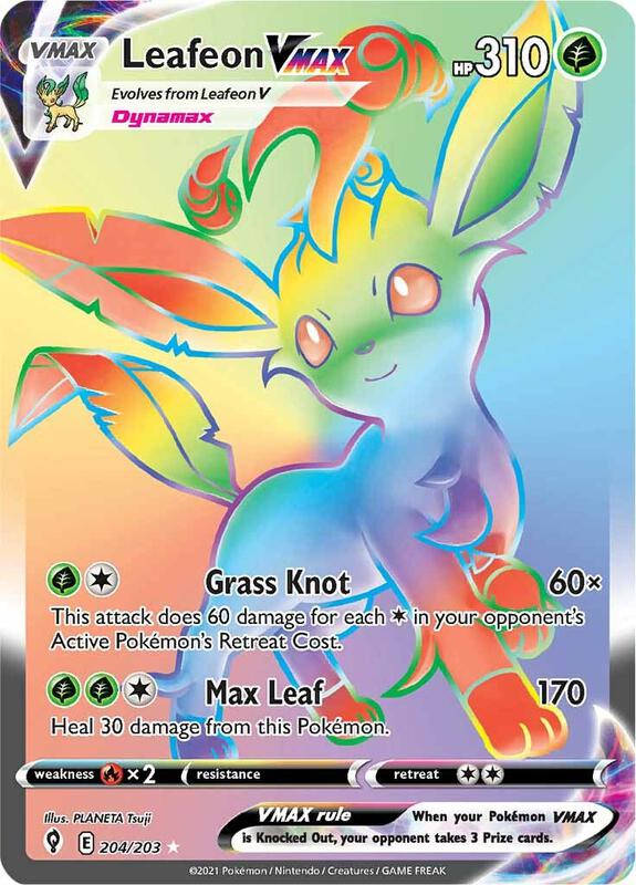 Leafeon VMAX (Secret) Pokemon card from SWSH07: Evolving