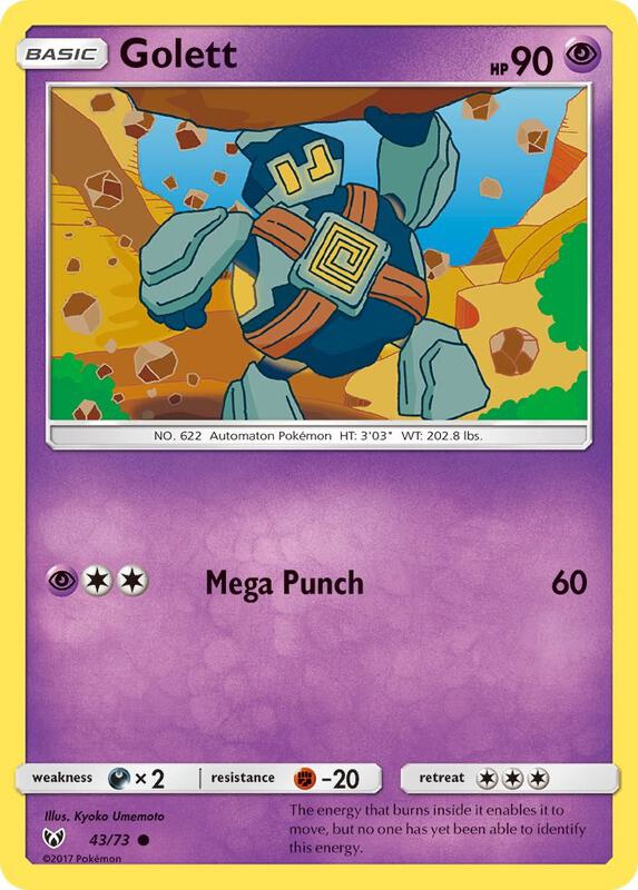 Golett Pokemon card from Shining Legends
