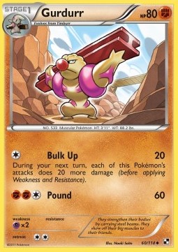 Gurdurr Pokemon card from Black White