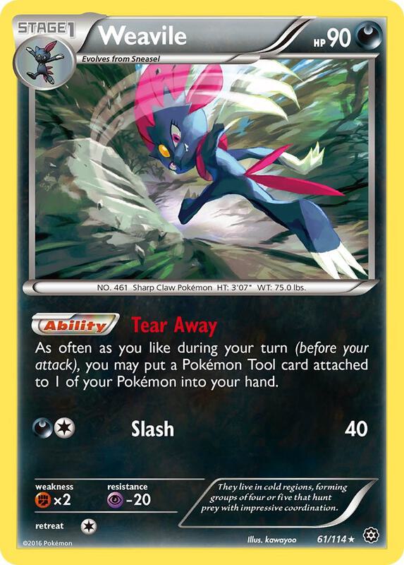 Weavile Pokemon card from XY - Steam Siege