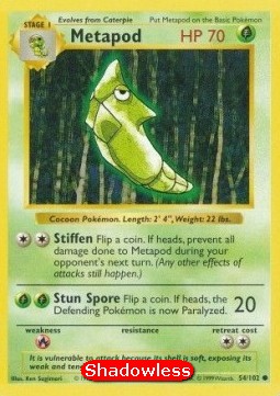 Metapod Pokemon card from Base Set