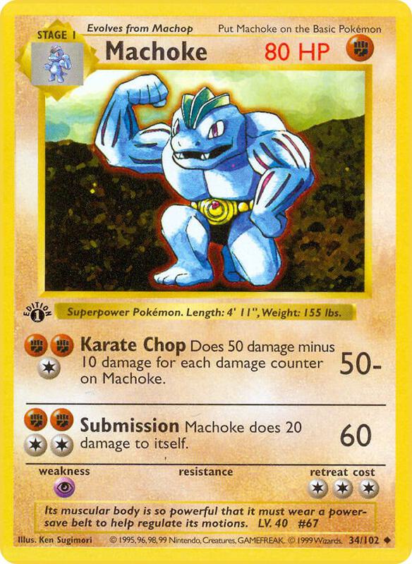 Machoke Pokemon card from Base Set (Shadowless)