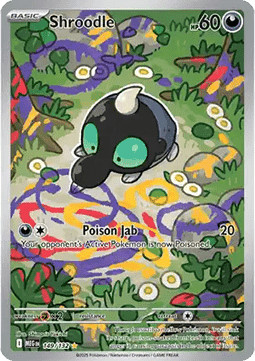 Shroodle Pokemon card from Mega Evolution