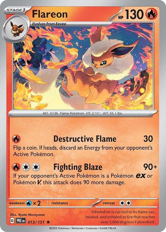 Flareon Pokemon card from SV: Prismatic Evolutions