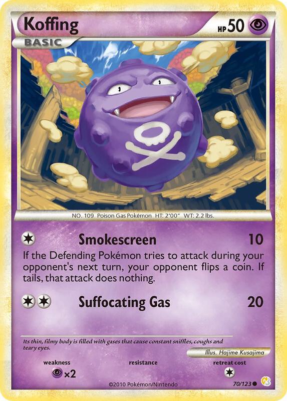 Koffing Pokemon card from HeartGold SoulSilver