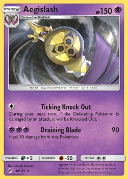 Aegislash Pokemon card from Forbidden Light