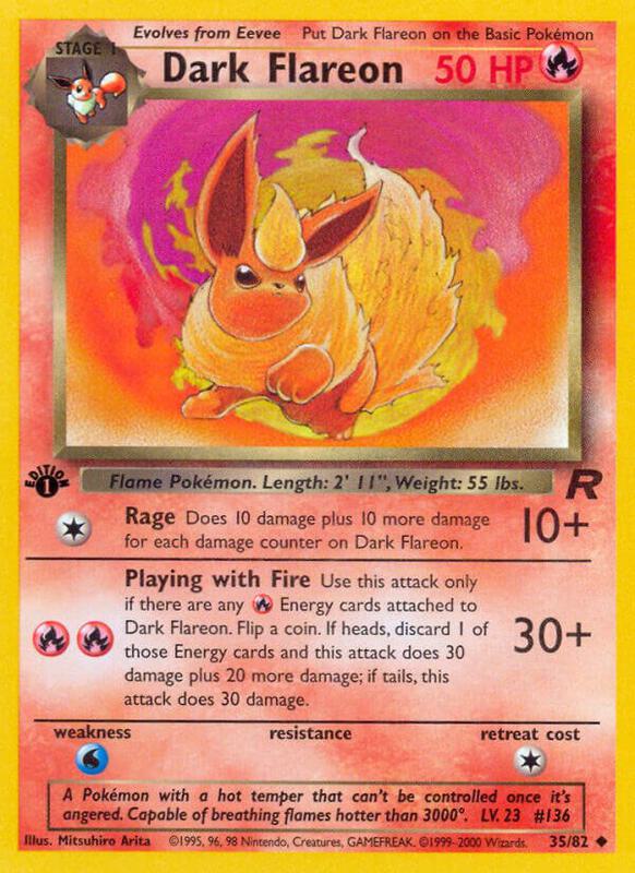 Dark Flareon Pokemon card from Team Rocket