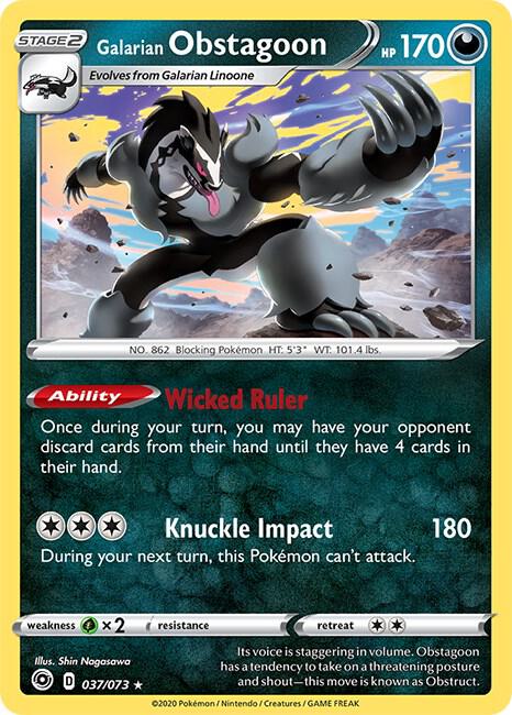 Galarian Obstagoon Pokemon card from Champion's Path