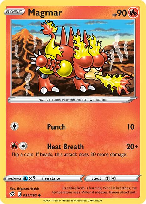 Magmar Pokemon card from SWSH02: Rebel Clash