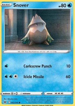 Snover Pokemon card from Lost Origin