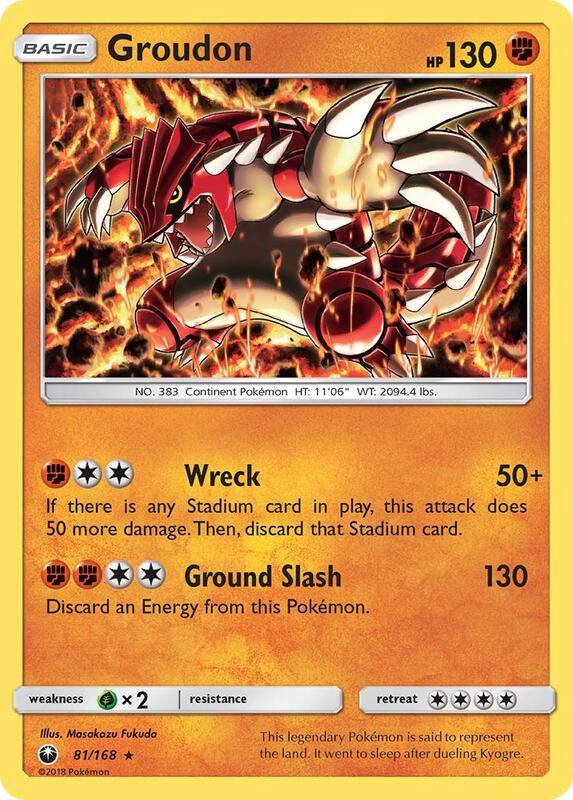 Groudon Pokemon card from SM - Celestial Storm