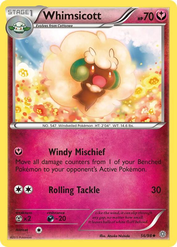 Whimsicott Pokemon card from XY - Ancient Origins