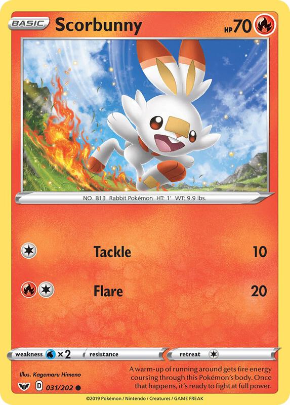 Scorbunny (031) Pokemon card from SWSH01: Sword & Shield Base Set