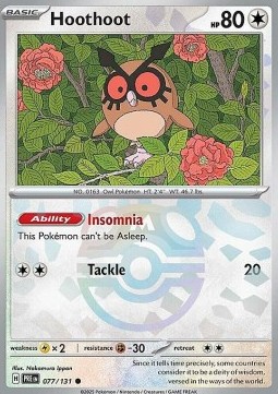 Hoothoot Pokemon card from Prismatic Evolutions Additionals