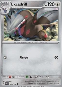 Excadrill Pokemon card from Obsidian Flames